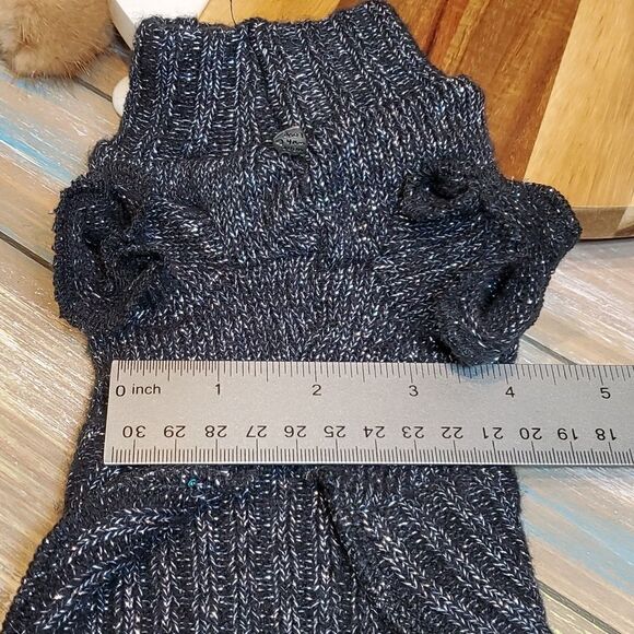 Handmade Tiny Dog Sweater Black Shimmery Cat Puppy Small Animal - Picture 4 of 6